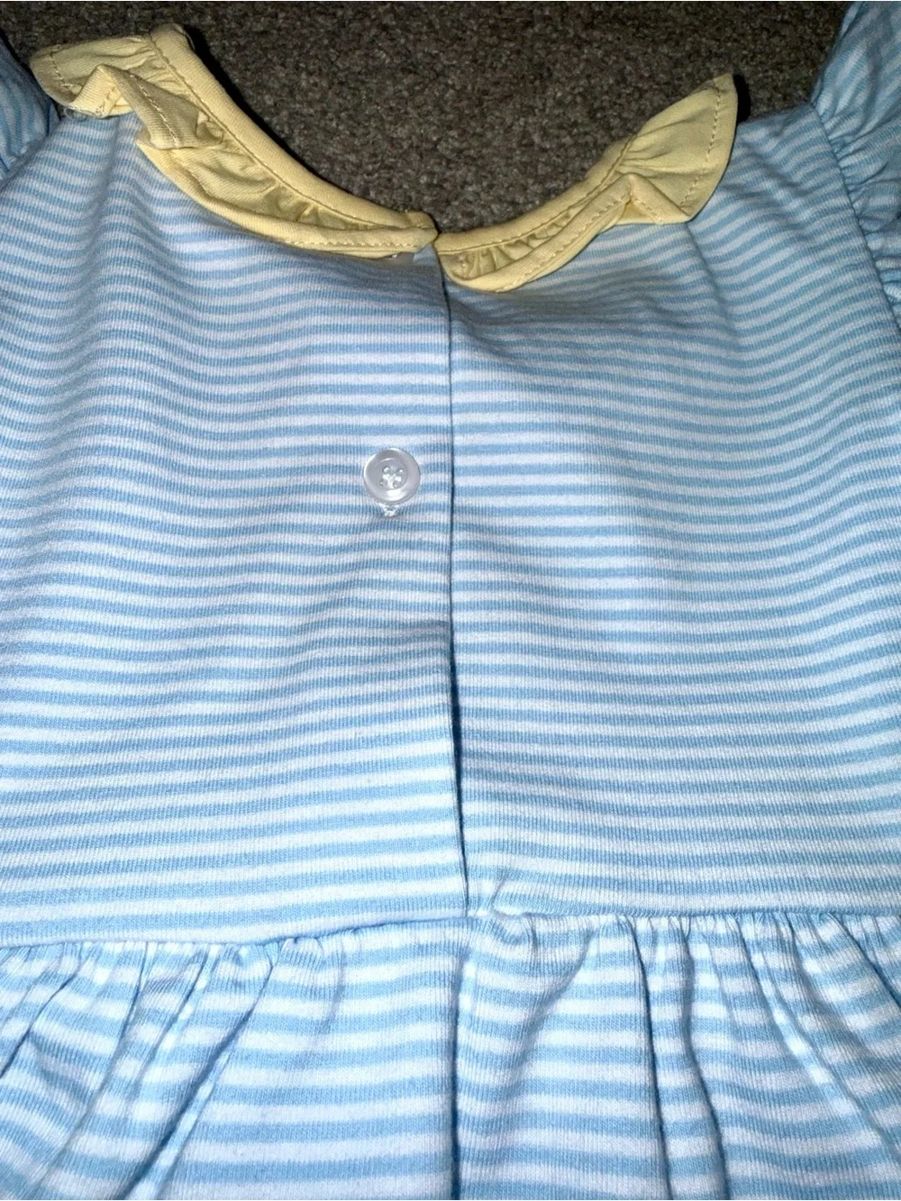 NWOT- Stitchy Fish Girls 3T Blue Stripe Yellow Ruffle Pocket Boutique Dress